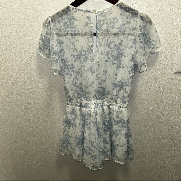 Miami Blue and White Flutter Sleeve Jumpsuit - Picture 4 of 10